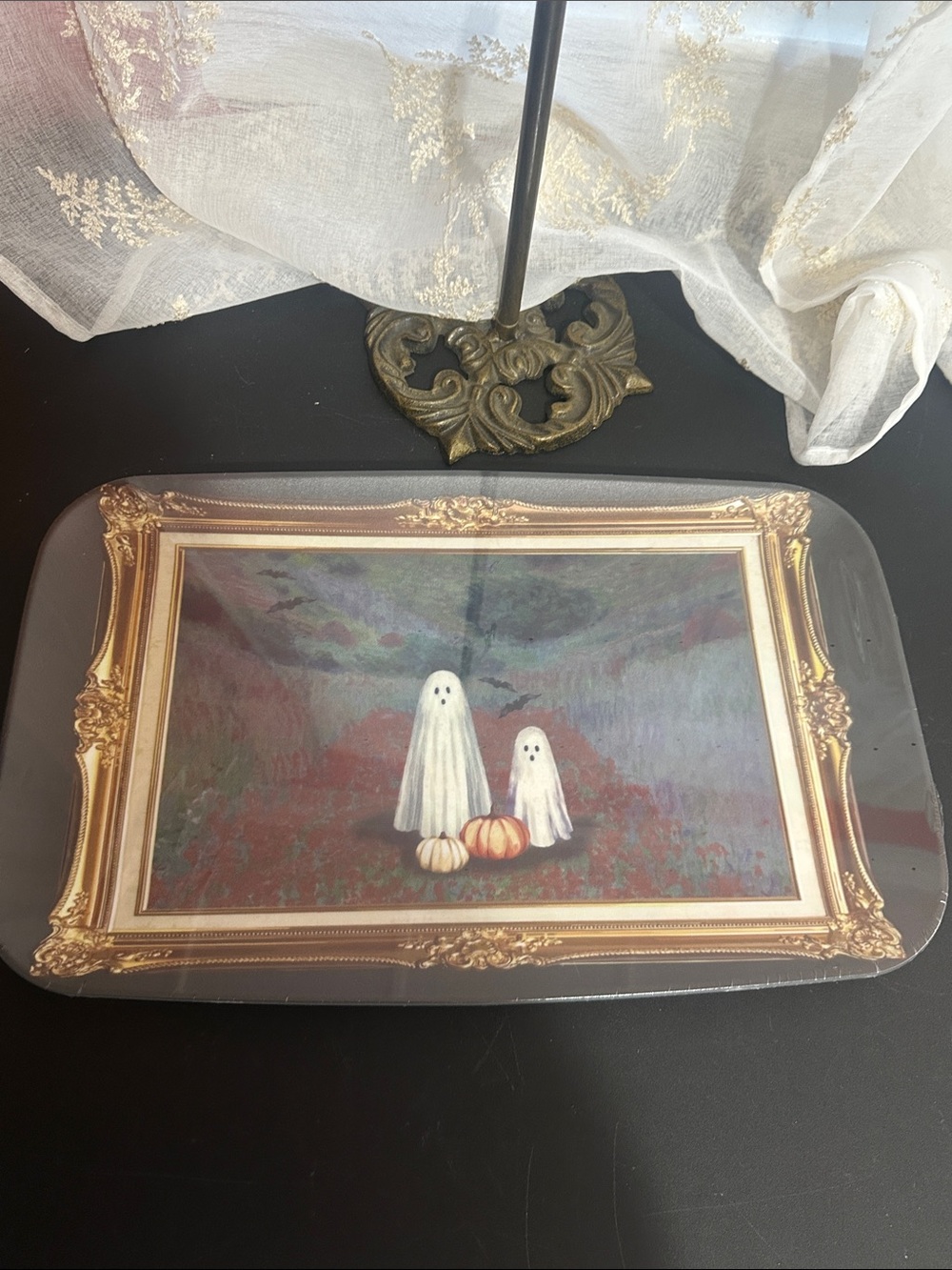 Halloween ghost set of 2 plastic platters